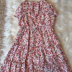 TRIXXI Ruffled Tie Spaghetti Strap Square Neck Short Fit + Flare Dress- XXS